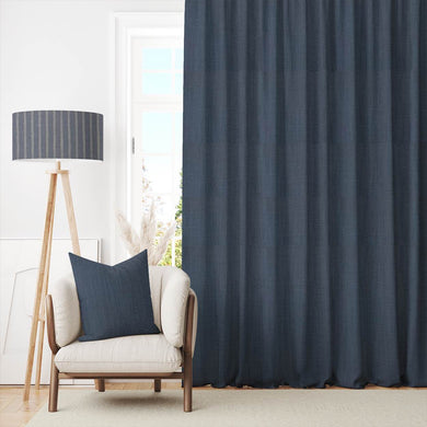 Panton Indian Teal - Teal Plain Linen Curtain Fabric