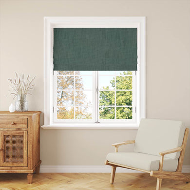 Panton Jungle Green - Teal Plain Linen Curtain Blind Fabric