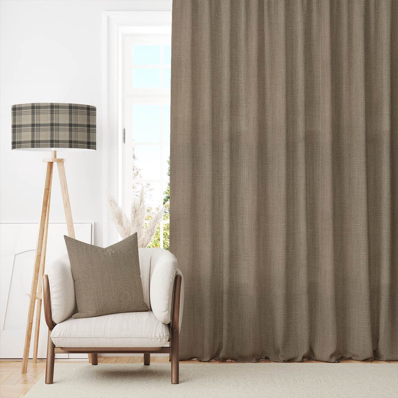 Panton Kelp - Brown Plain Linen Curtain Fabric