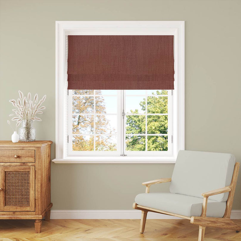 Panton Light Mahogany - Brown Plain Linen Curtain Blind Fabric