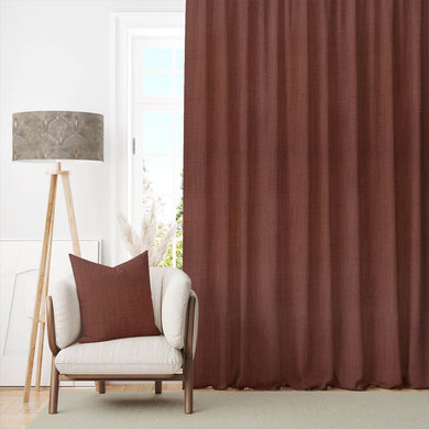 Panton Light Mahogany - Brown Plain Linen Curtain Fabric