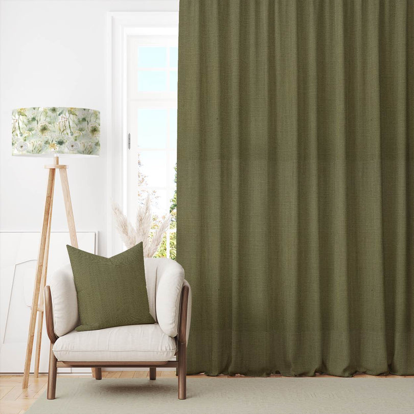 Dion Lizard - Green Plain Cotton Curtain Fabric