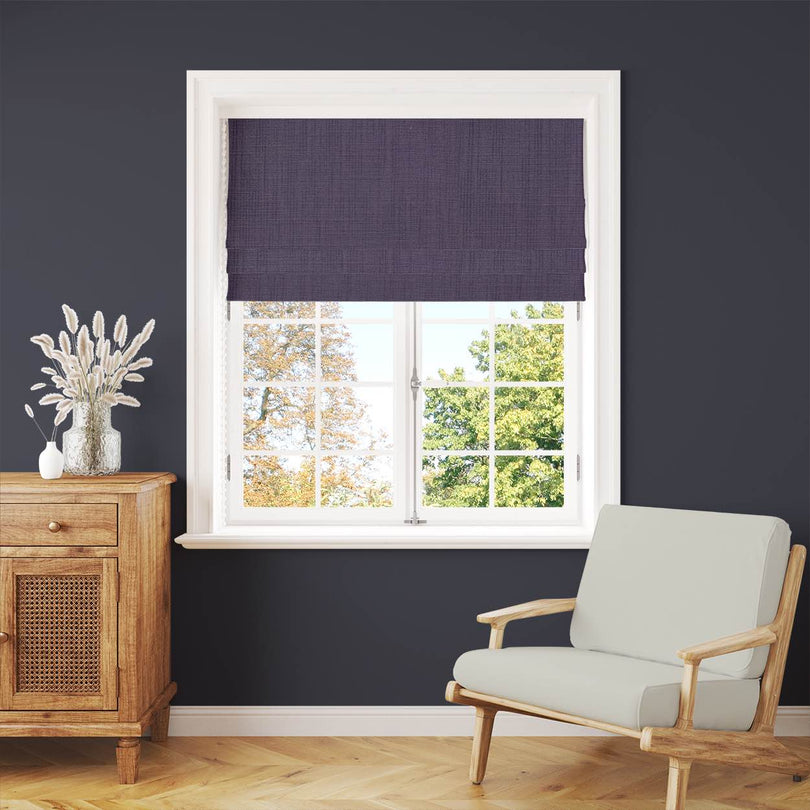 Panton Loganberry - Purple Plain Linen Curtain Blind Fabric