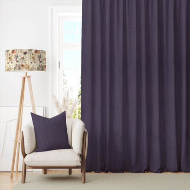 Dion Loganberry - Purple Plain Cotton Curtain Fabric