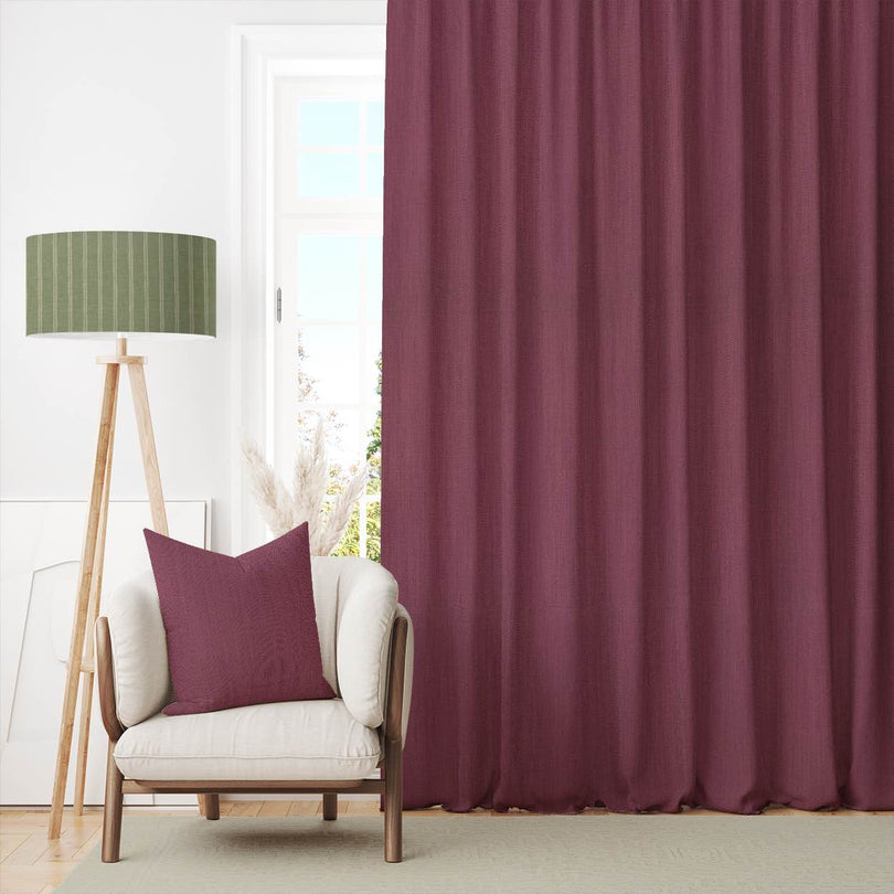 Panton Messa Rose - Purple Plain Linen Curtain Fabric