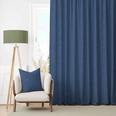 Dion Midnight - Blue Plain Cotton Curtain Fabric
