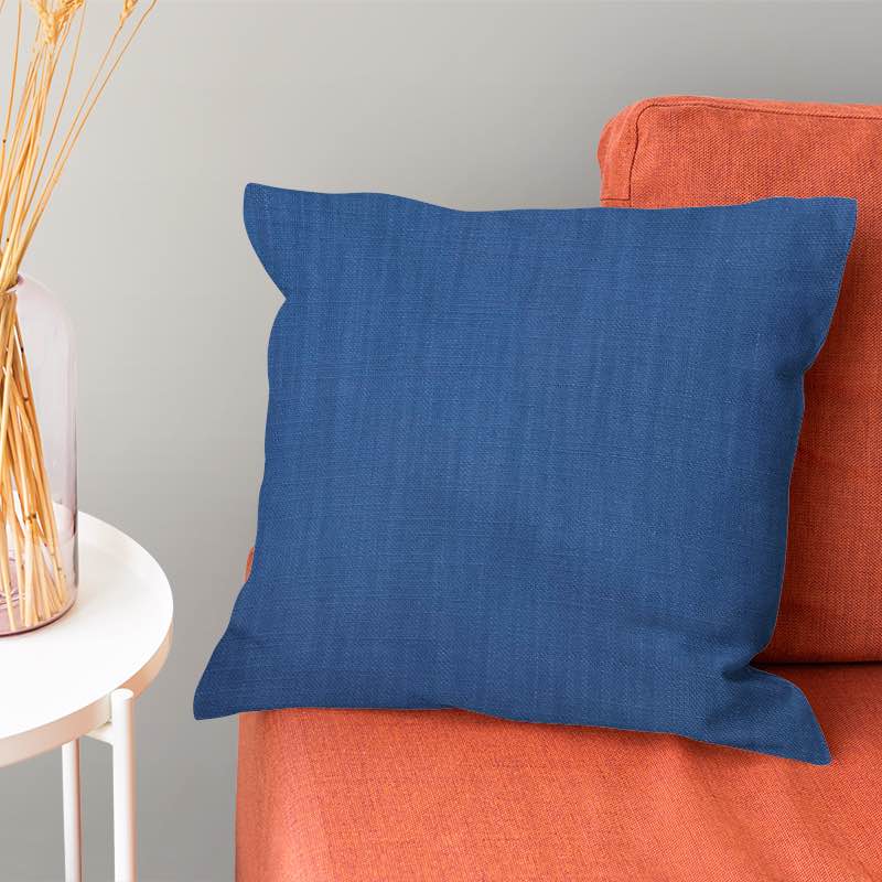 Dion Morrocan Blue - Blue Plain Cotton Cushion Upholstery Fabric