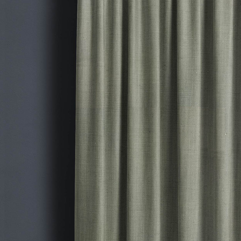 Dion Moss Gray - Green Plain Cotton Curtain Fabric