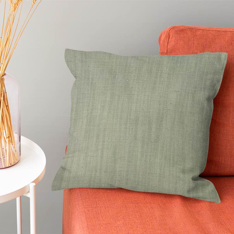 Dion Moss Gray - Green Plain Cotton Cushion Upholstery Fabric