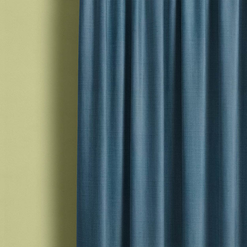 Dion Ocean Depths - Blue Plain Cotton Curtain Fabric