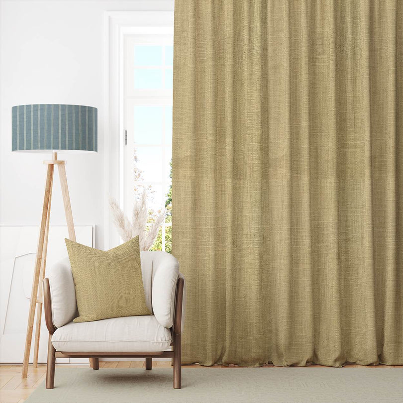 Panton Pale Banana - Yellow Plain Linen Curtain Fabric