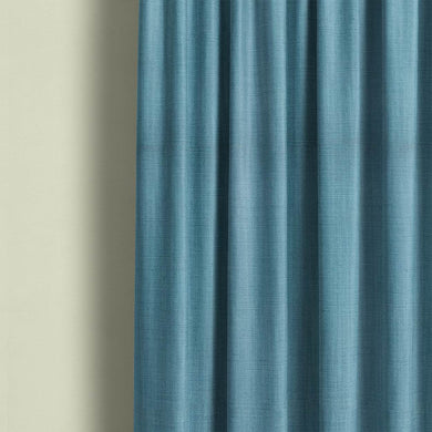 Dion Peacock Blue - Blue Plain Cotton Curtain Fabric