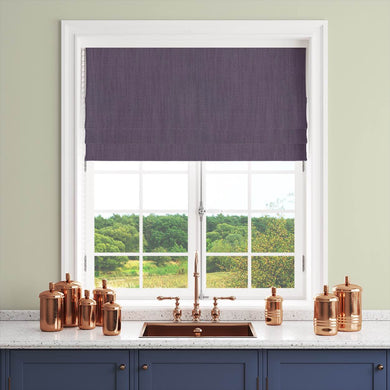 Dion Purple Plumeria - Purple Plain Cotton Curtain Blind Fabric