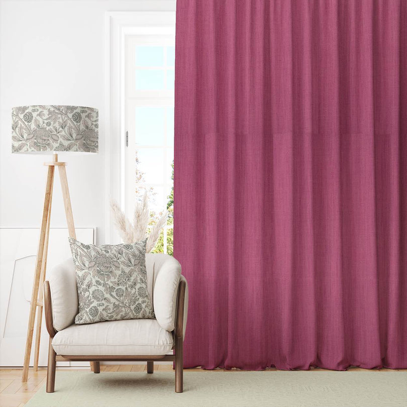 Dion Shocking Pink - Pink Plain Cotton Curtain Fabric