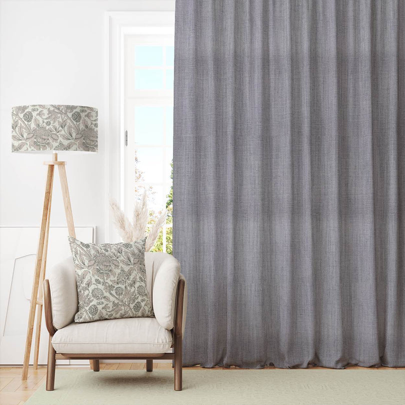 Dion Silver Scone - Grey Plain Cotton Curtain Fabric