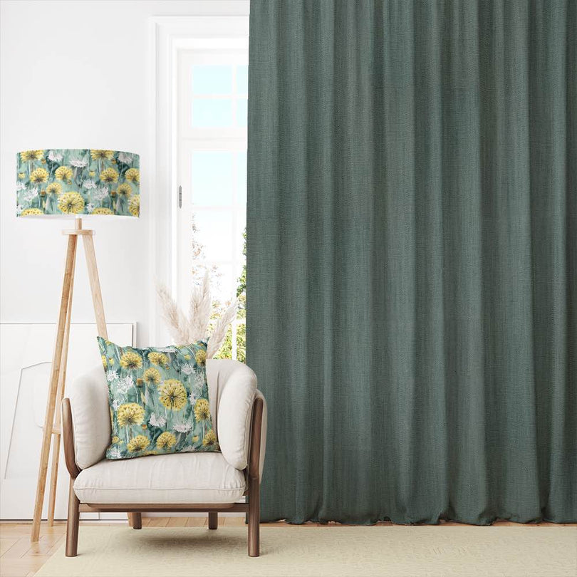 Dion Storm - Teal Plain Cotton Curtain Fabric