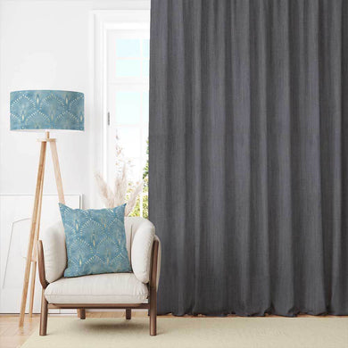 Dion Stormy Weather - Grey Plain Cotton Curtain Fabric