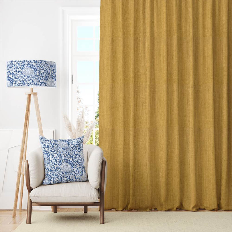 Dion Sunflower - Yellow Plain Cotton Curtain Fabric