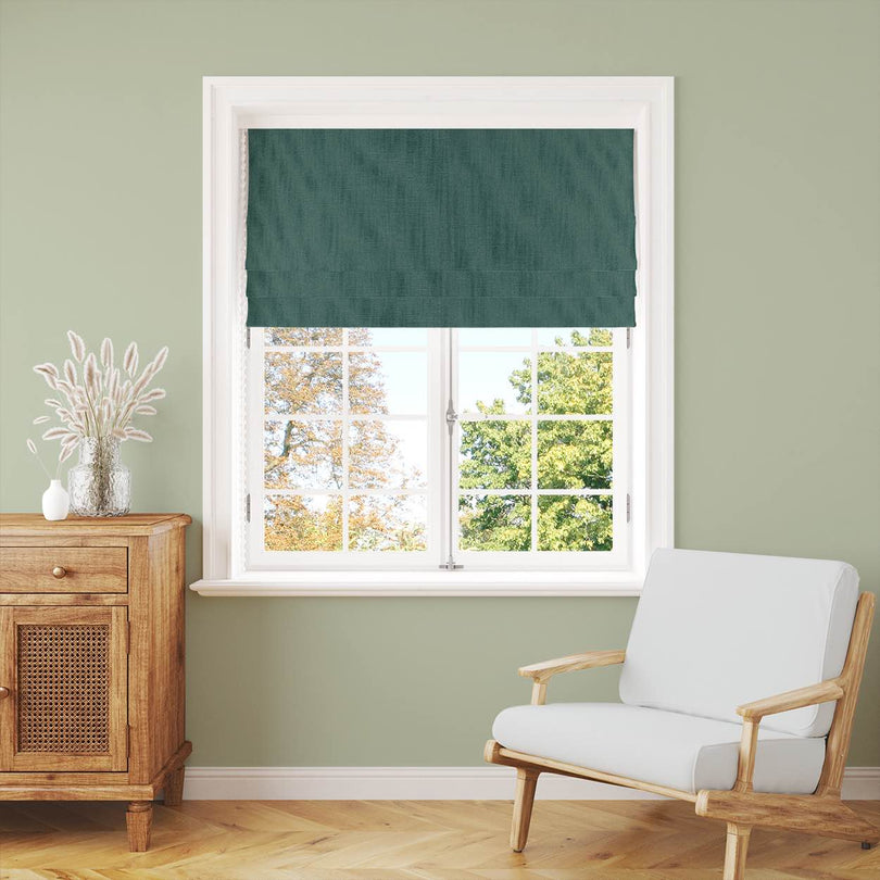 Panton Teal Green - Teal Plain Linen Curtain Blind Fabric