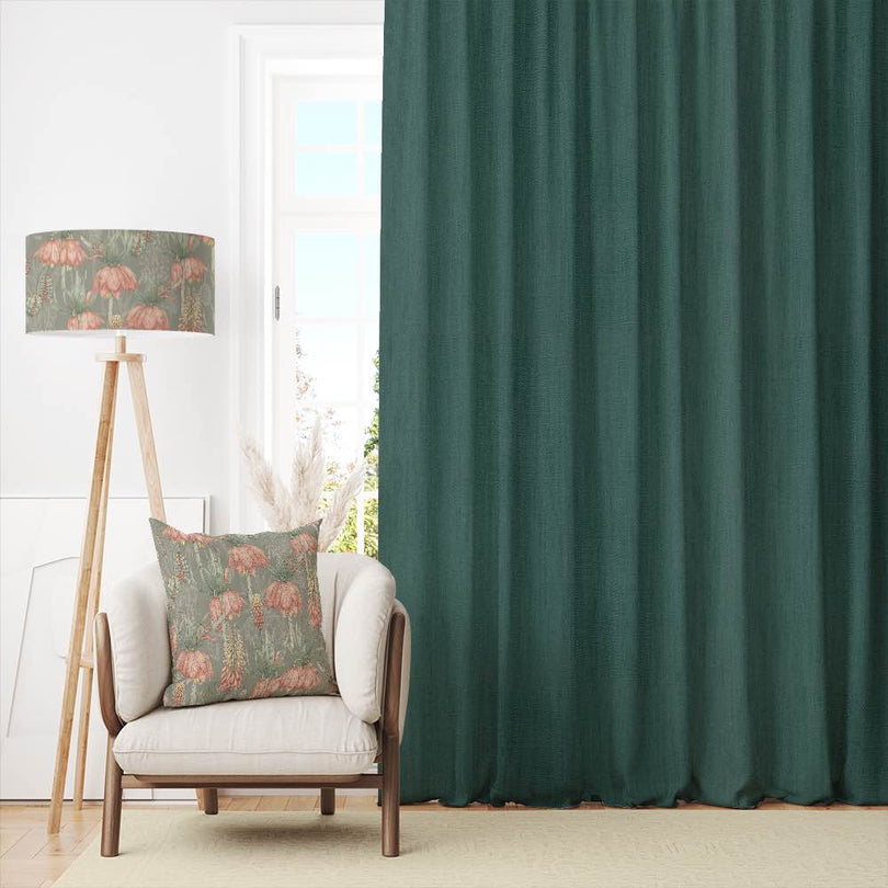 Panton Teal Green - Teal Plain Linen Curtain Fabric