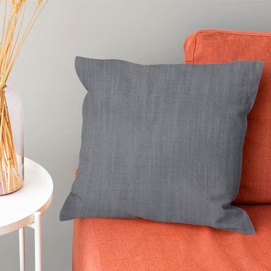 Dion Zinc - Grey Plain Cotton Cushion Upholstery Fabric