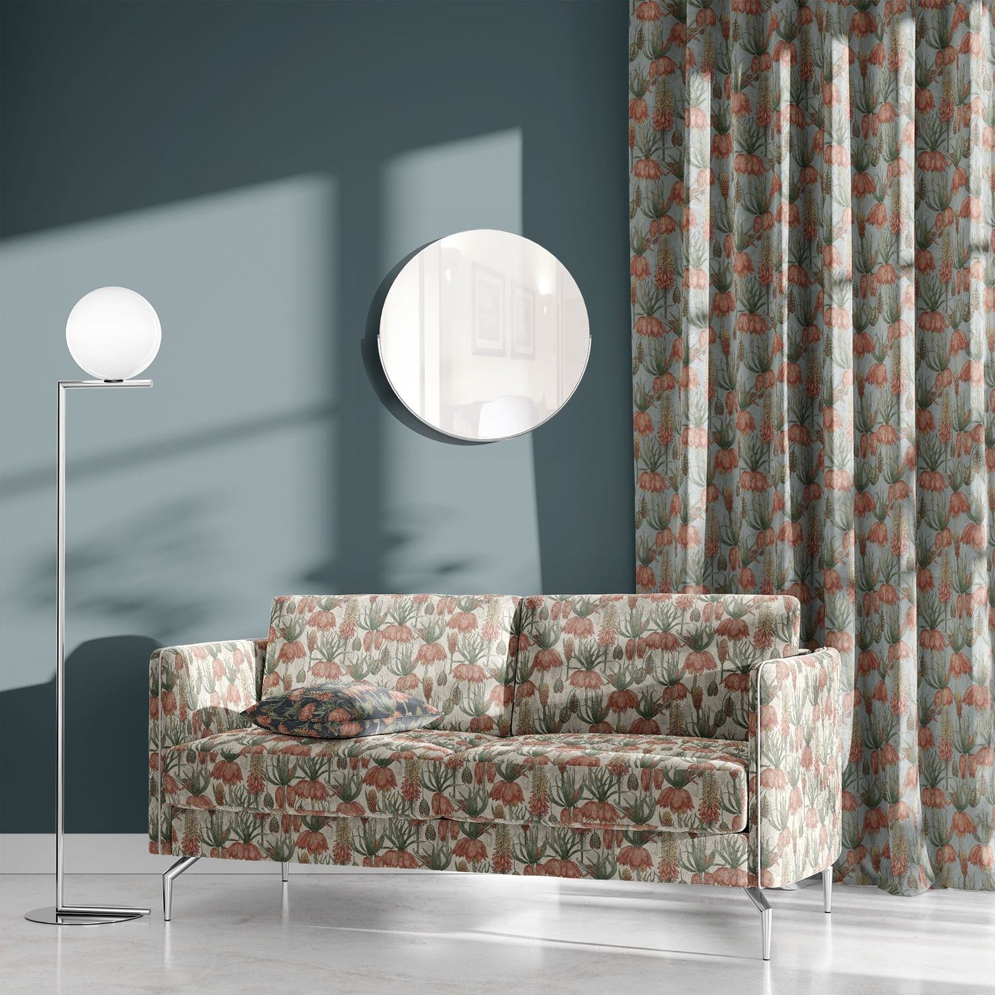 Passionflower Fabric in romantic peach color with dreamy passionflower design