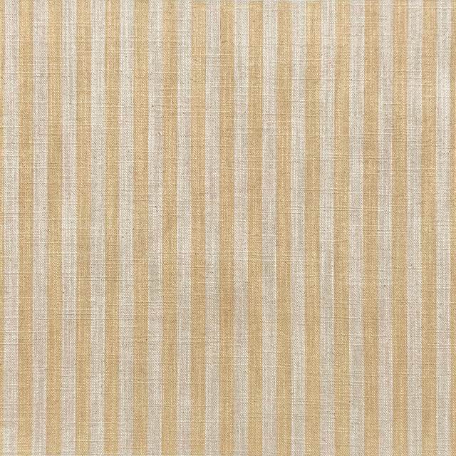 Close up of a durable and versatile pencil stripe upholstery fabric in neutral tones, ideal for adding a touch of sophistication to any interior design project