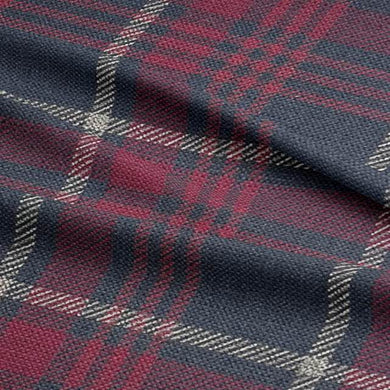 Premium Perth Plaid Upholstery Fabric in Blue and White