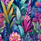 Peru floral velvet fabric flat lay showing vibrant tropical botanical pattern for curtains and upholstery