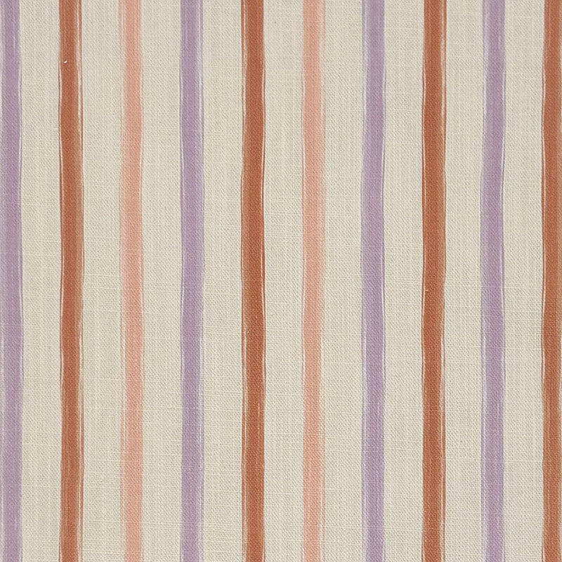 Plano Lilac striped linen curtain fabric flat image, pastel lilac stripe fabric for curtains, blinds and soft furnishings