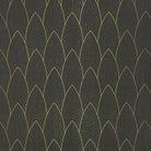Ebony gold feather pattern curtain fabric with intricate linear detailing and art deco influence