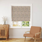 Poppy Rust Grey linen Roman blind featuring a painterly floral design for calm contemporary rooms