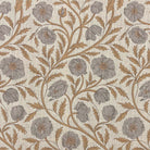 Poppy Rust Grey floral curtain fabric with muted grey and rust-toned poppies on a linen blend weave