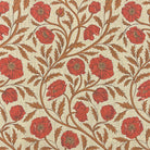 Poppy Rust Orange floral linen curtain fabric with warm terracotta poppy blooms on a textured natural ground