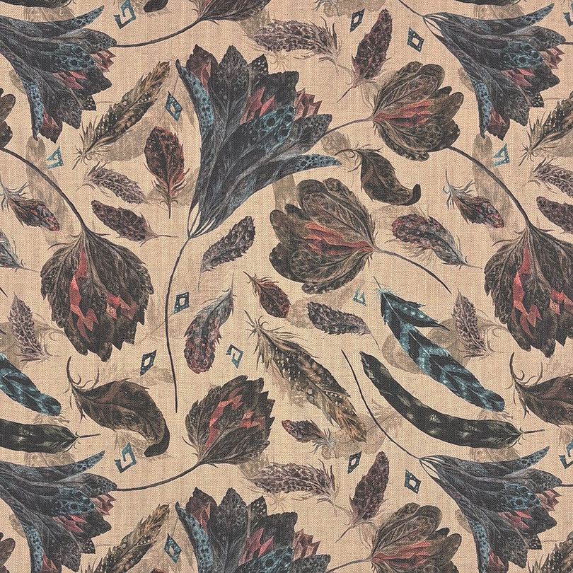 Porthgain Natural floral upholstery fabric with muted botanical pattern