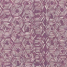 Purple geometric print fabric shown flat for curtain or blind use