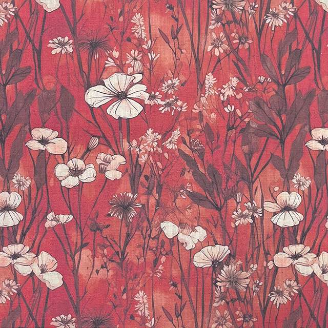 Beautiful floral patterned Prairie Curtain Fabric in soft, earthy tones