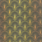 Radiance Ebony Gold art deco linen curtain fabric flat image with metallic style fan motif