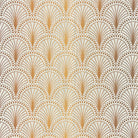 Radiance Gold art deco linen curtain fabric flat image with geometric fan pattern