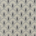 Radiance Noir art deco linen curtain fabric flat image in black geometric design