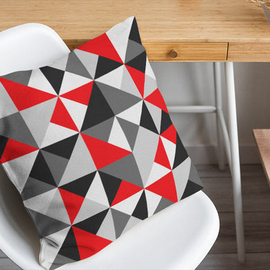 Retro Triangles Cotton Curtain Fabric - Red