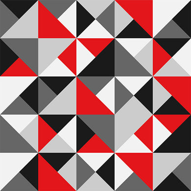 Retro Triangles Cotton Curtain Fabric - Red