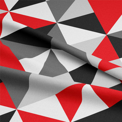 Retro Triangles Cotton Curtain Fabric - Red