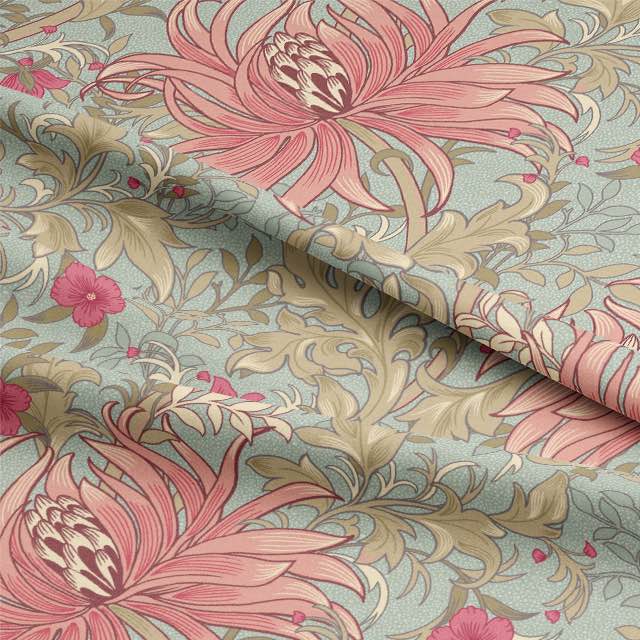  Close-up of Reuben Floral Fabric showcasing the detailed embroidery and texture