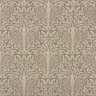 Rowan Leaf Beige neutral linen curtain fabric with a taupe tree canopy design on natural cloth