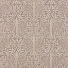 Rowan Leaf Mauve linen curtain fabric with a soft purple botanical tree motif on natural cloth