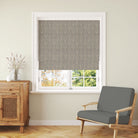 Rowan Leaf Slate Roman blind in a refined grey Arts and Crafts pattern for period interiors