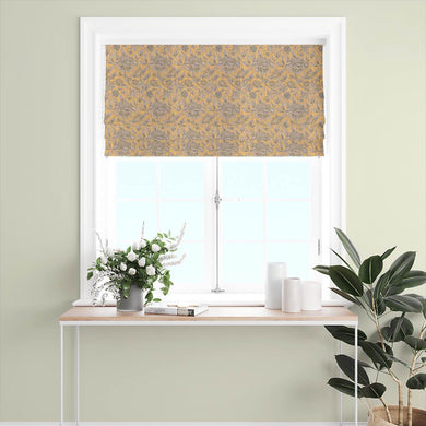 Elegant Ruskin Curtain Fabric in a soft beige with delicate vine designs