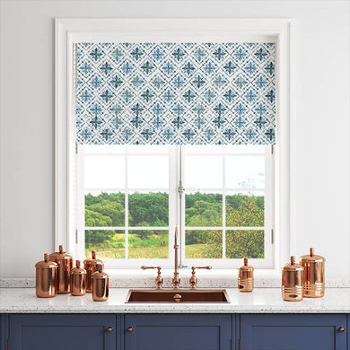 Aegean Blue Safi Cotton Curtain Fabric, a durable and stylish option for your window treatments