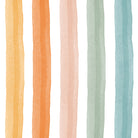 Salem Stripe Multi curtain fabric with watercolour bands in ochre, peach, blush, sage and blue